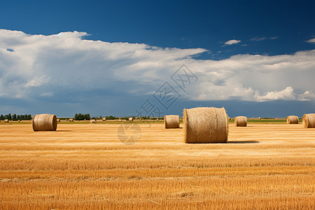 农业农田中的草垛图片