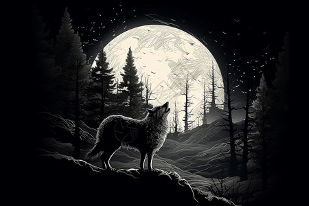 森林里的狼背景图片