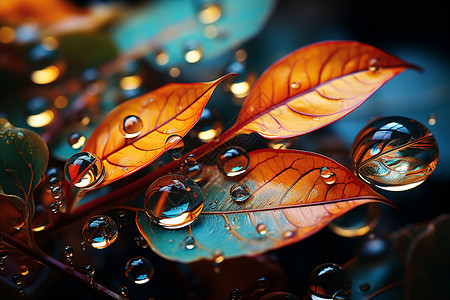 触感树叶和水滴设计图片