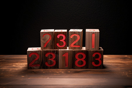 桌子上不同数字的积木背景图片
