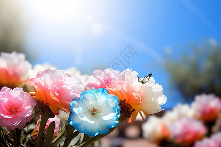 户外盛开的鲜艳花朵背景图片