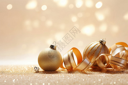 庆祝圣诞节的金色装饰球背景图片