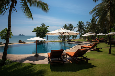 泰国度假酒店度假岛屿日光浴背景