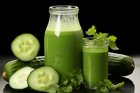绿色的黄瓜果汁图片