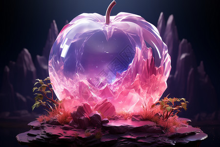 粉紫水晶苹果背景图片