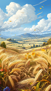 秋天的田野背景图片