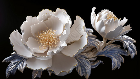 白色牡丹花高贵的牡丹花设计图片
