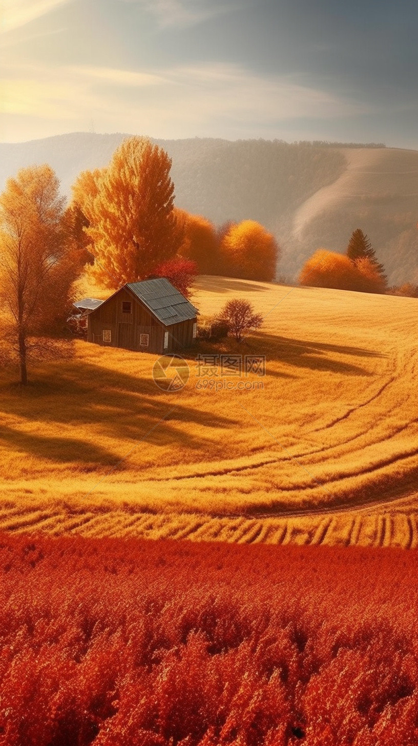 秋天的小村庄图片