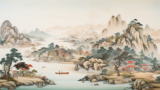 投资大师大师的水墨画插画