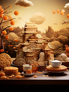 中国传统月饼背景图片