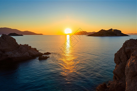 海上的日落太阳高清图片素材