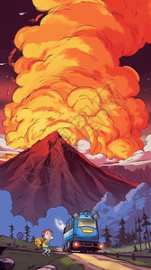 火山爆发插图背景图片