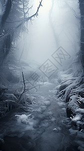 结冰的树林图片