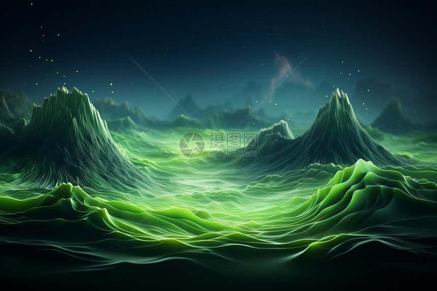 抽象的绿色波浪图片