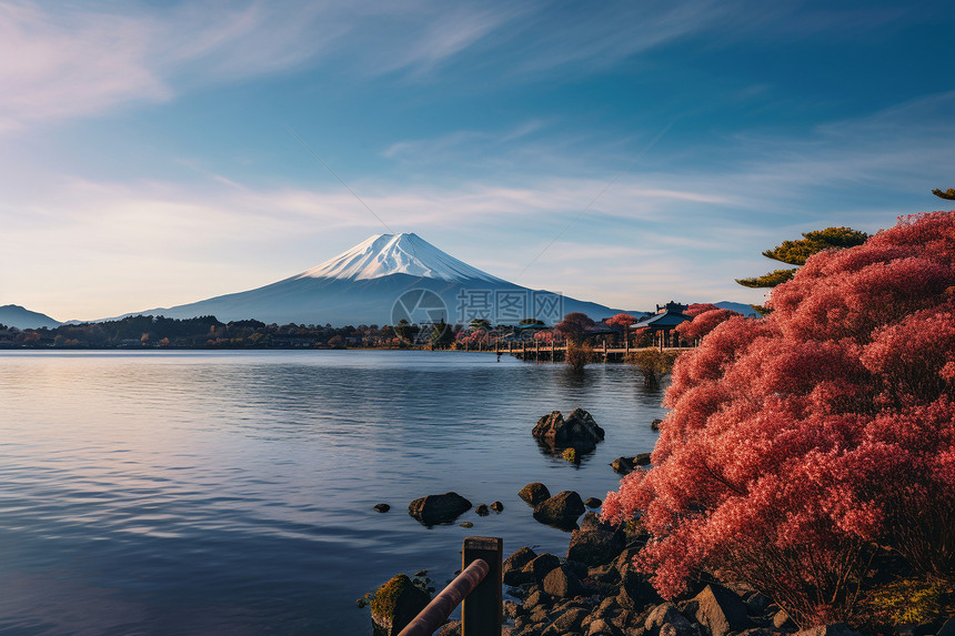 秋天火山自然景观图片