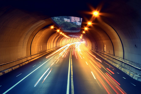 夜晚的交通隧道图片