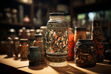 古老的酒罐艺术背景图片
