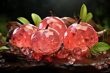 树桩蛋糕水晶般的水果设计图片