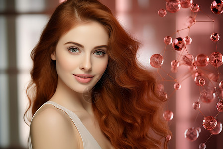 橘色头发的美丽女子图片