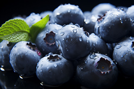 新鲜多汁的蓝莓背景图片