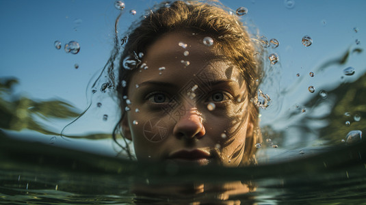 水面上的女人水珠高清图片素材