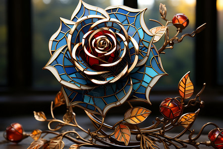玫瑰金属金属的玫瑰艺术品设计图片
