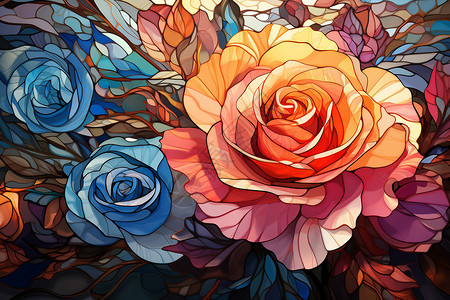 颜色鲜艳的玫瑰插图图片