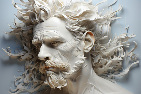 3D的肖像雕塑白色高清图片素材
