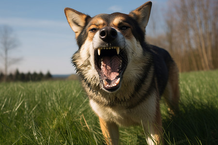 愤怒的狗动物警觉的高清图片