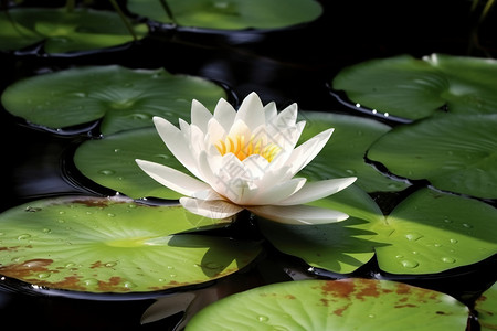 池塘的白色莲花图片