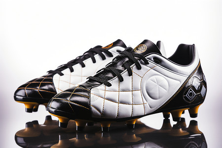 黑白相间的足球鞋背景图片
