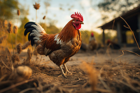 乡村农业养殖的公鸡图片