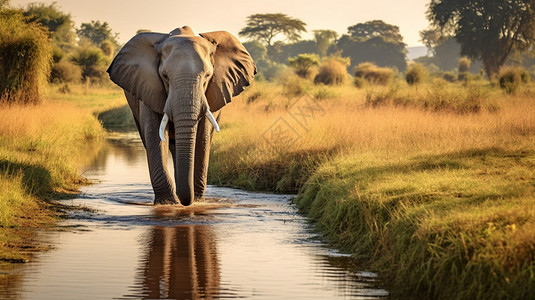 非洲草原上迁徙的野象图片