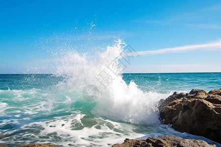 夏季海岸的浪花海边高清图片素材