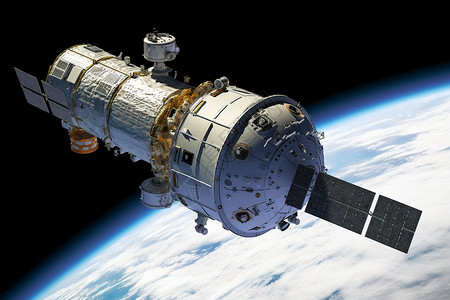 太空中的国际空间站背景图片