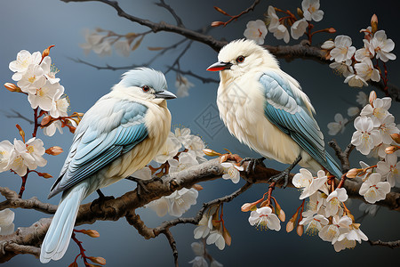 3D花鸟插画背景图片