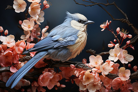 精致的花鸟3D插画图片