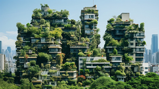 植被绿化绿化能源的城市建筑景观设计图片