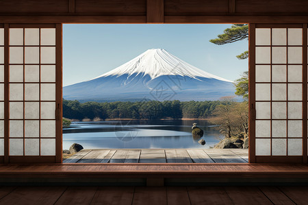 秋天富士山美丽的富士山景观背景