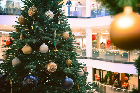 庆祝圣诞节装饰的圣诞树背景图片