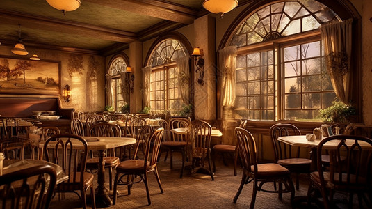 复古装修的高级餐厅背景图片
