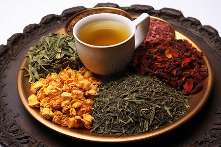 茶叶素材种类天然的东方茶叶背景