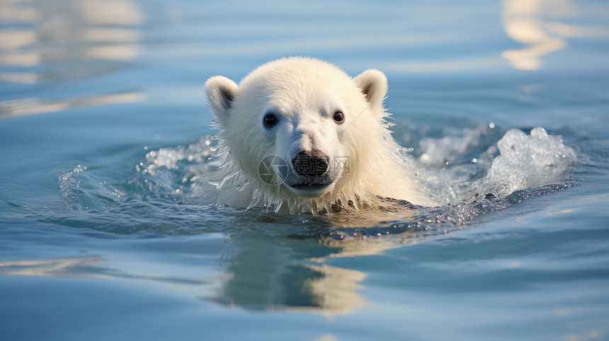 水中游泳的北极熊图片
