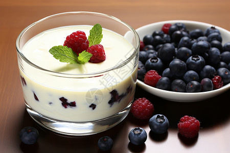 美味的酸奶拌浆果图片