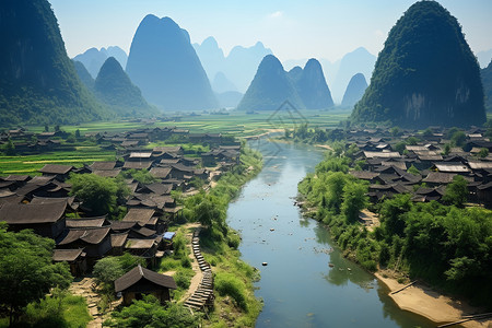 夏季山水的美丽景观湖水高清图片素材