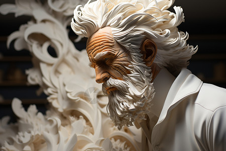 白胡子素材精致老人雕塑设计图片