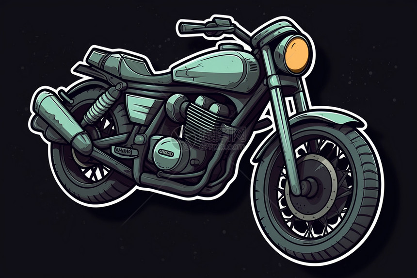 摩托车卡通创意插图图片