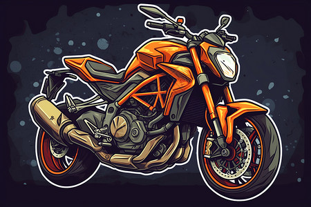 卡通摩托车创意插图图片