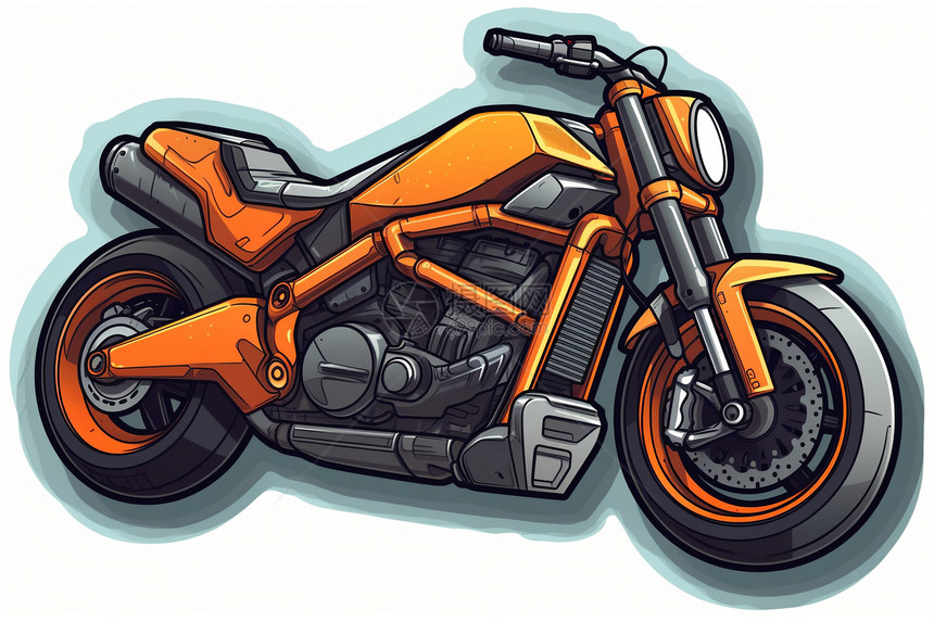 卡通风格的摩托车创意插图图片