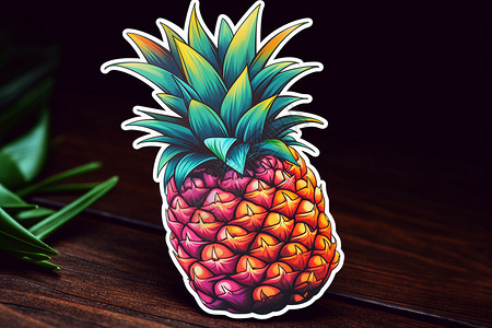 创意艺术的菠萝贴纸插图背景图片